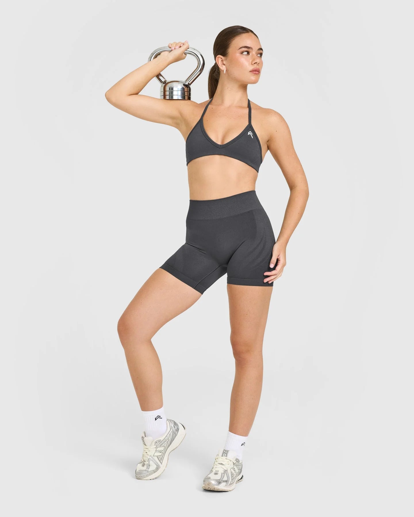 EnhanceLift™ Seamless Minimal Halter Neck Bralette with White Logo