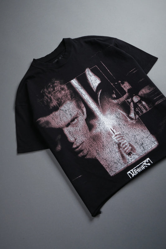Awakened Power Grunge Mid Length Raw Hem Tee