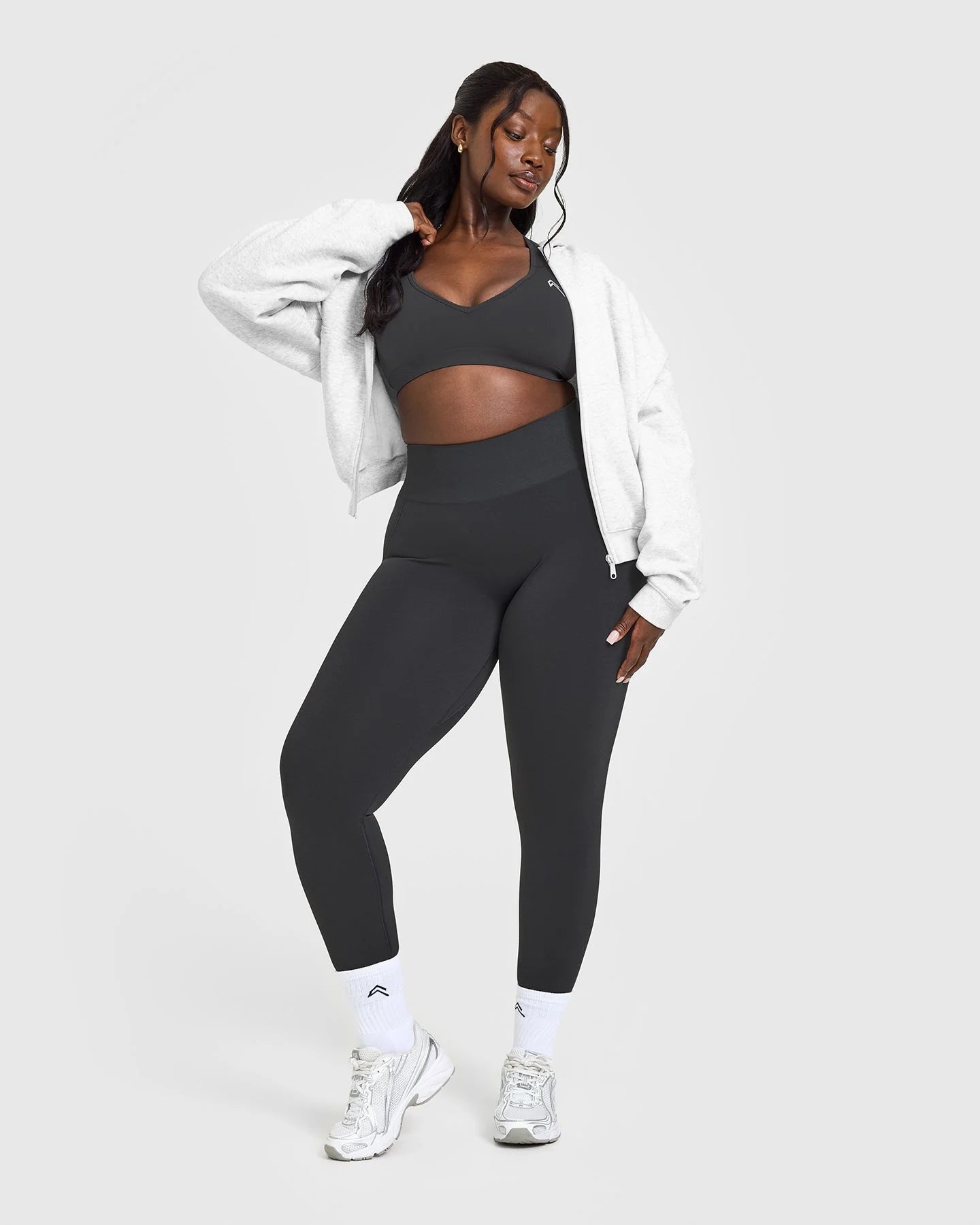Seamless Racer Back Sports Bra with White Logo