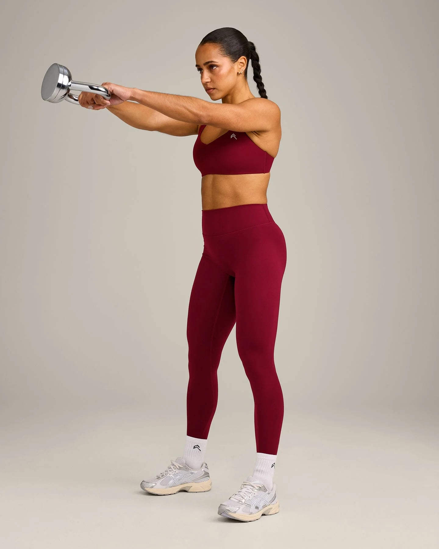 Cross Back Sports Bra with Gray Logo