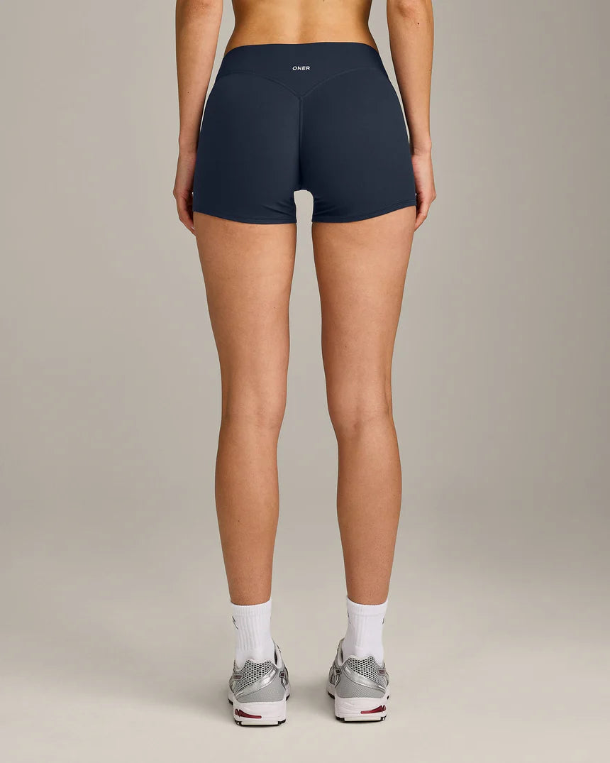 SoftMotion™ Mid Rise Shorts 4" with Grey Logo