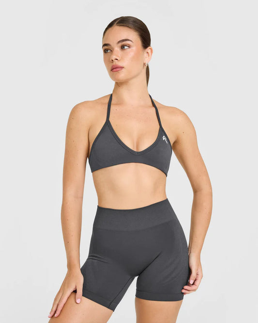 EnhanceLift™ Seamless Minimal Halter Neck Bralette with White Logo