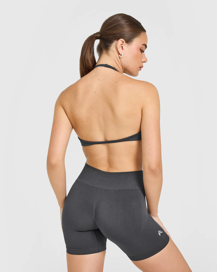 EnhanceLift™ Seamless Minimal Halter Neck Bralette with White Logo