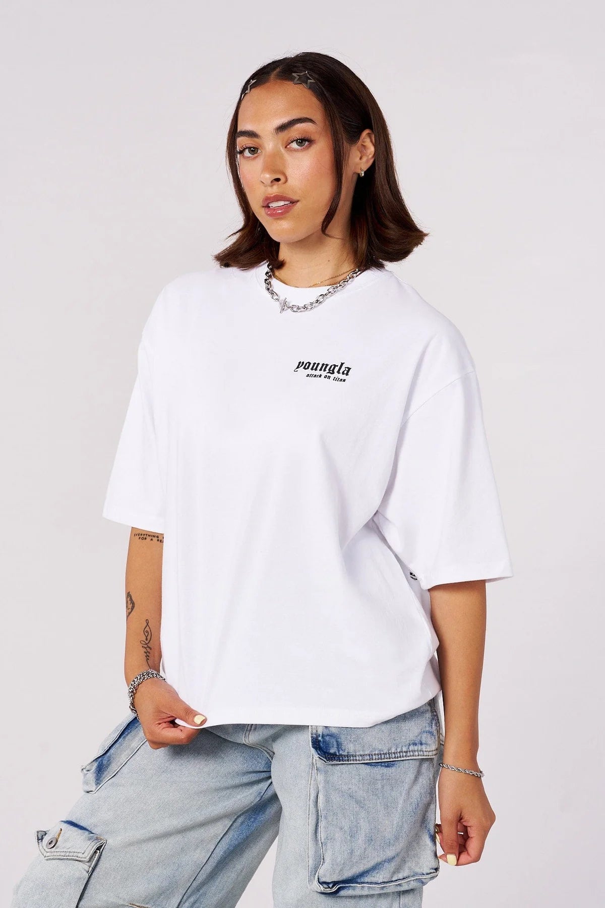 4186 - AOT© x YLA Cropped Tees "First Battle White"