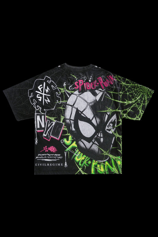 Circle Webs SBS 199X Oversized Tee in Vintage Black