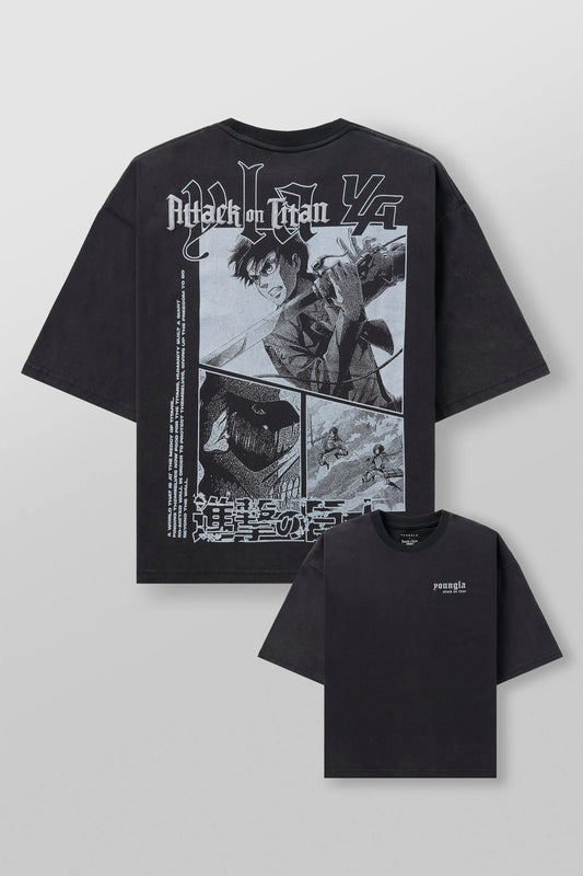 4186 - AOT© x YLA Cropped Tees "First Battle Black"