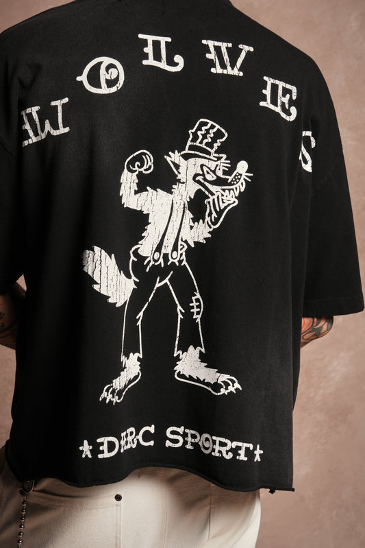 Big Bad Wolf Pyramd Distressed Grunge Box Cut Tee