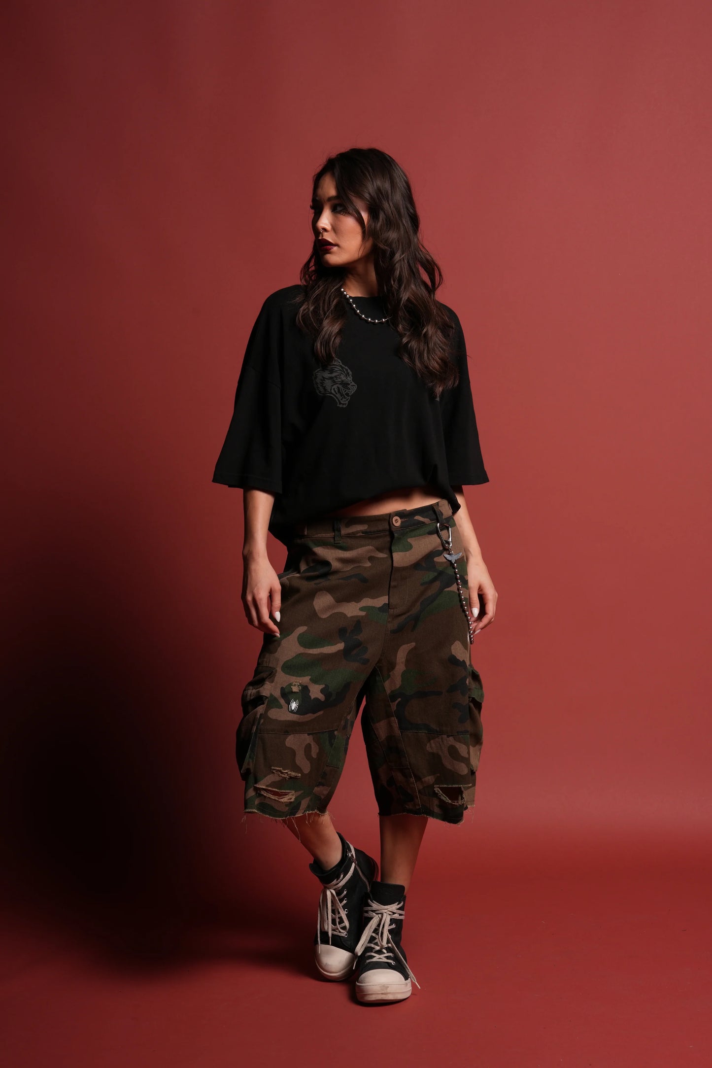 Devil In The Flames Premium Oversized Tee
