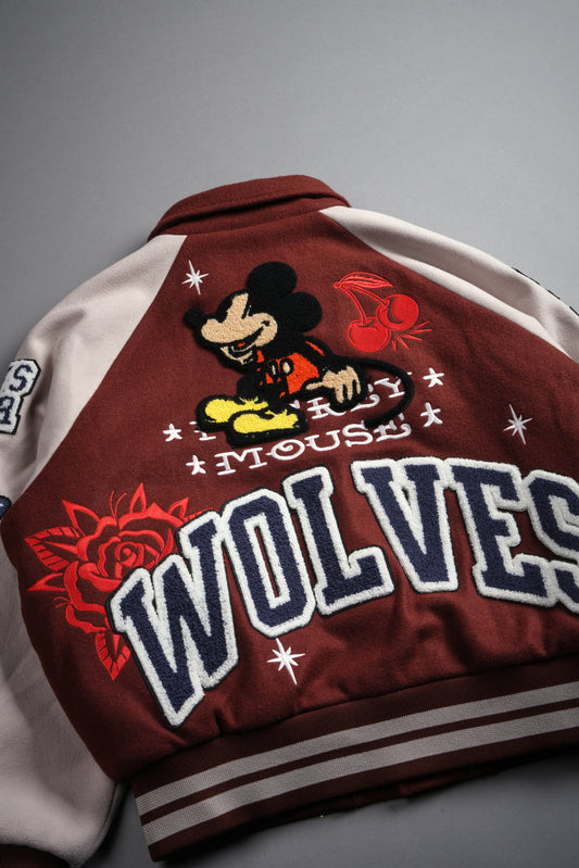 Mickey Mouse Wolves Club Roxy Box Cut Rudy Letterman Jacket