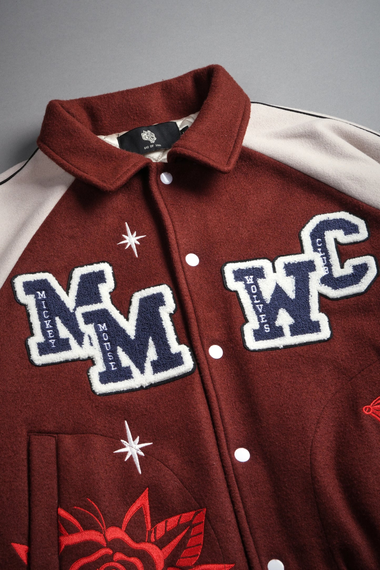 Mickey Mouse Wolves Club Roxy Box Cut Rudy Letterman Jacket