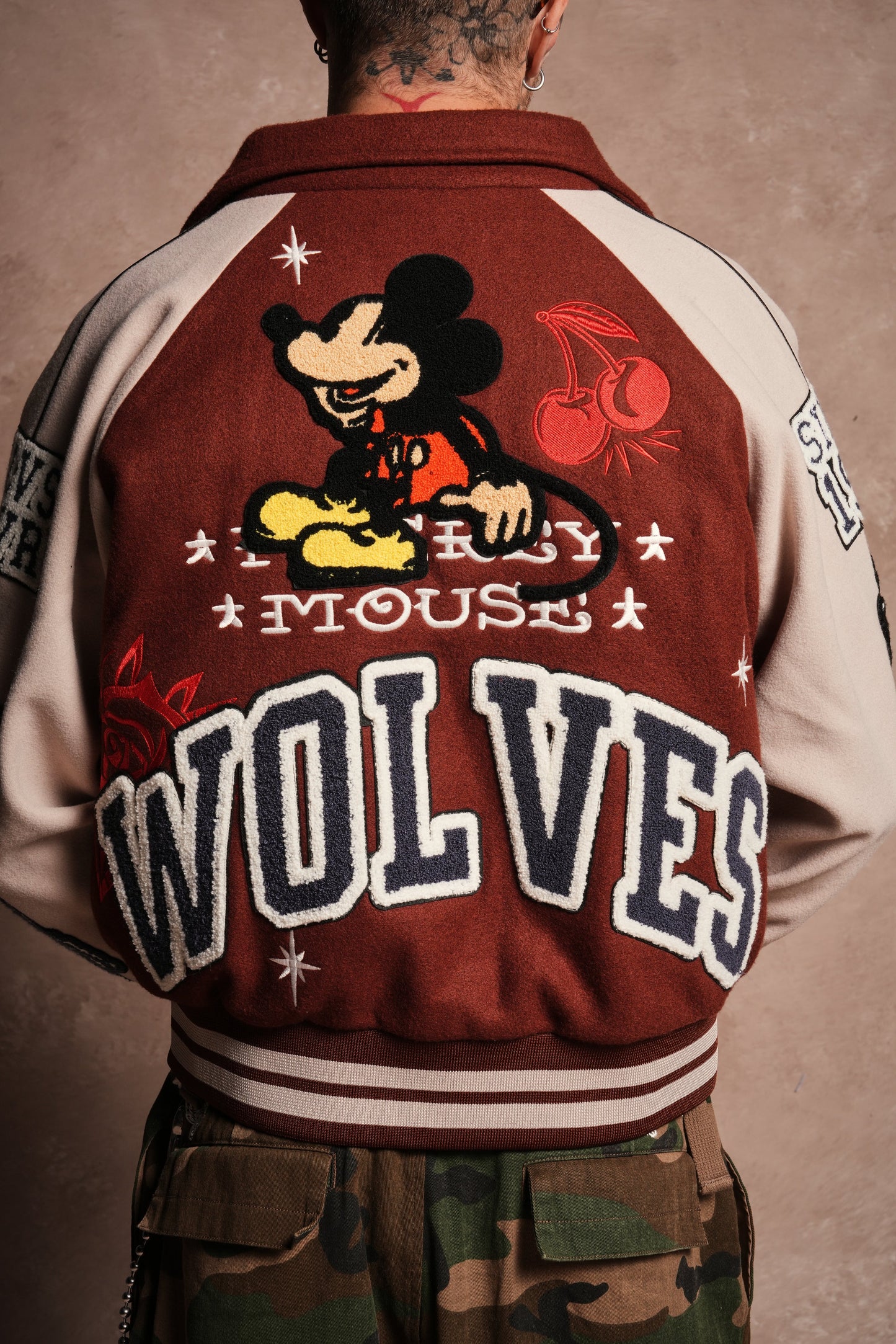 Mickey Mouse Wolves Club Roxy Box Cut Rudy Letterman Jacket
