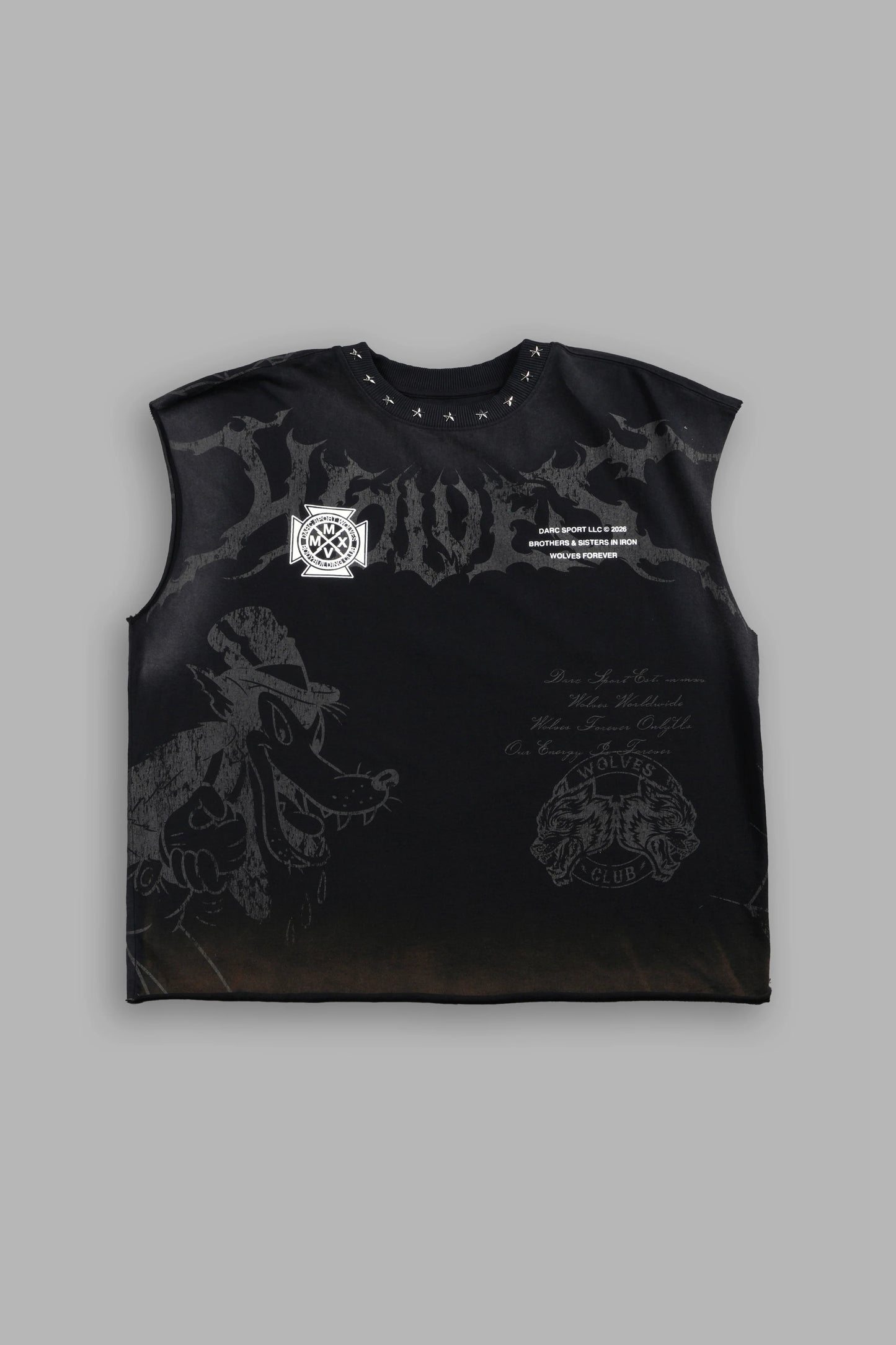 Big & Bad Distressed Grunge Mid Length Raw Hem Muscle Tee