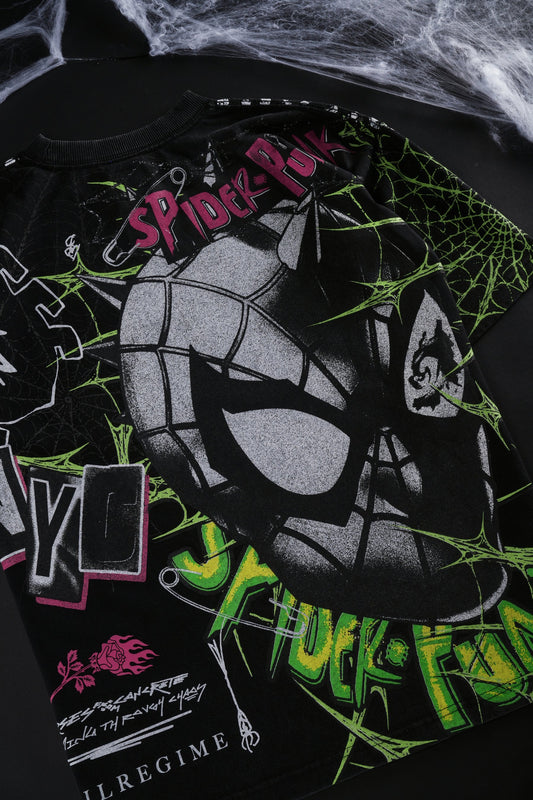 Circle Webs SBS 199X Oversized Tee in Vintage Black