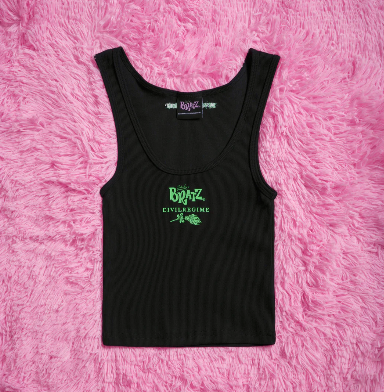 Bratz Forever Cropped Ribbed Tank in Black