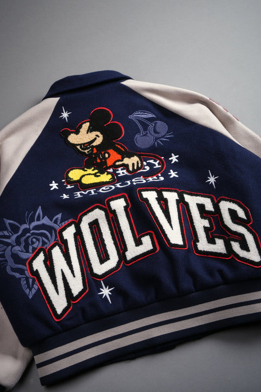 Mickey Mouse Wolves Club Roxy Box Cut Rudy Letterman Jacket