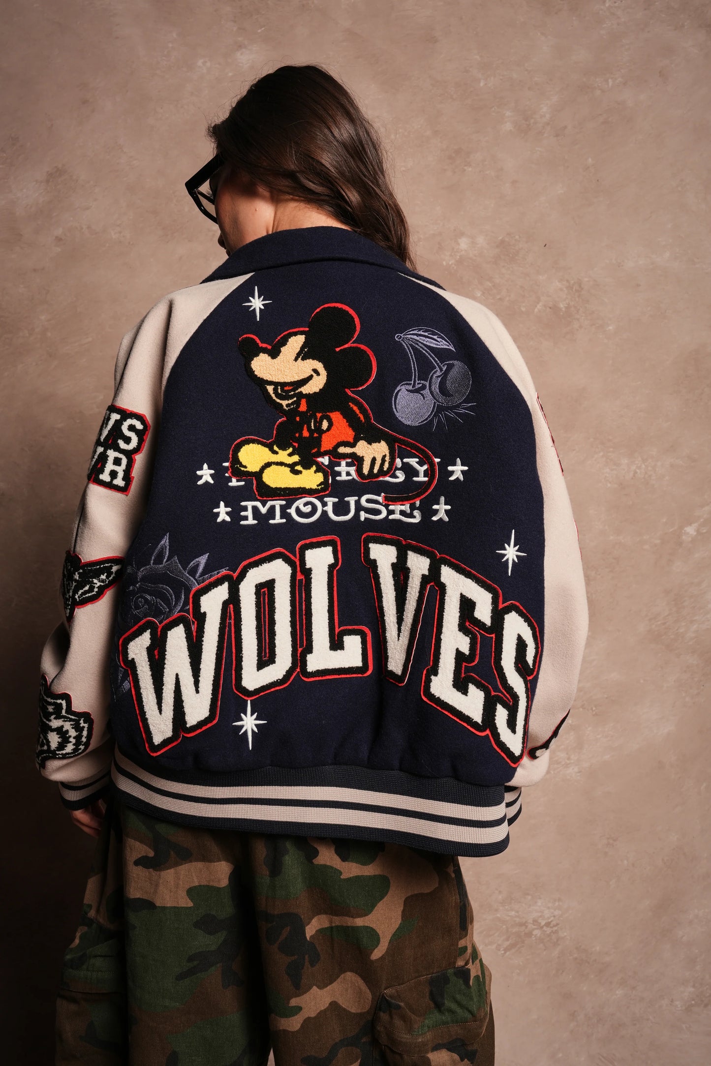 Mickey Mouse Wolves Club Roxy Box Cut Rudy Letterman Jacket